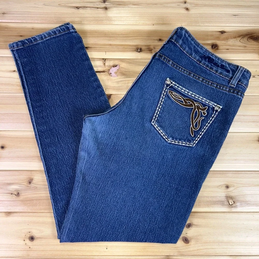 Bella Berry Jeans Womens 13 Skinny Low Rise Embroidered Denim Blue Jeans - Picture 11 of 11